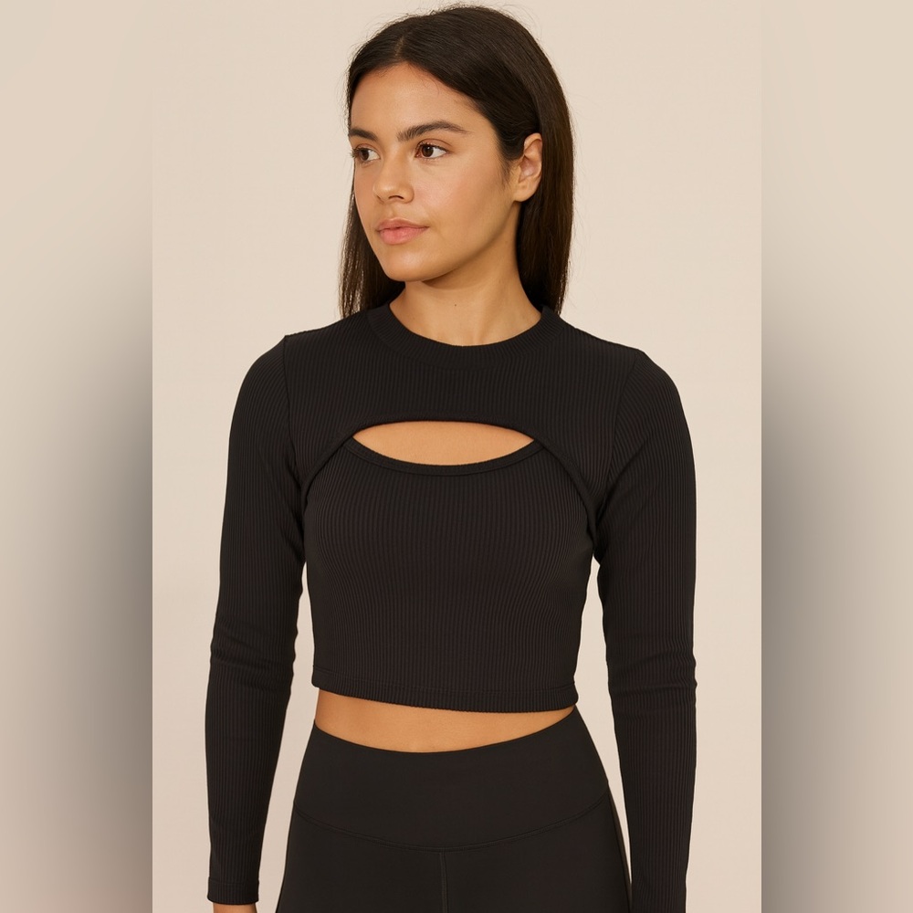 Elegant Black Cut-Out Crop Top